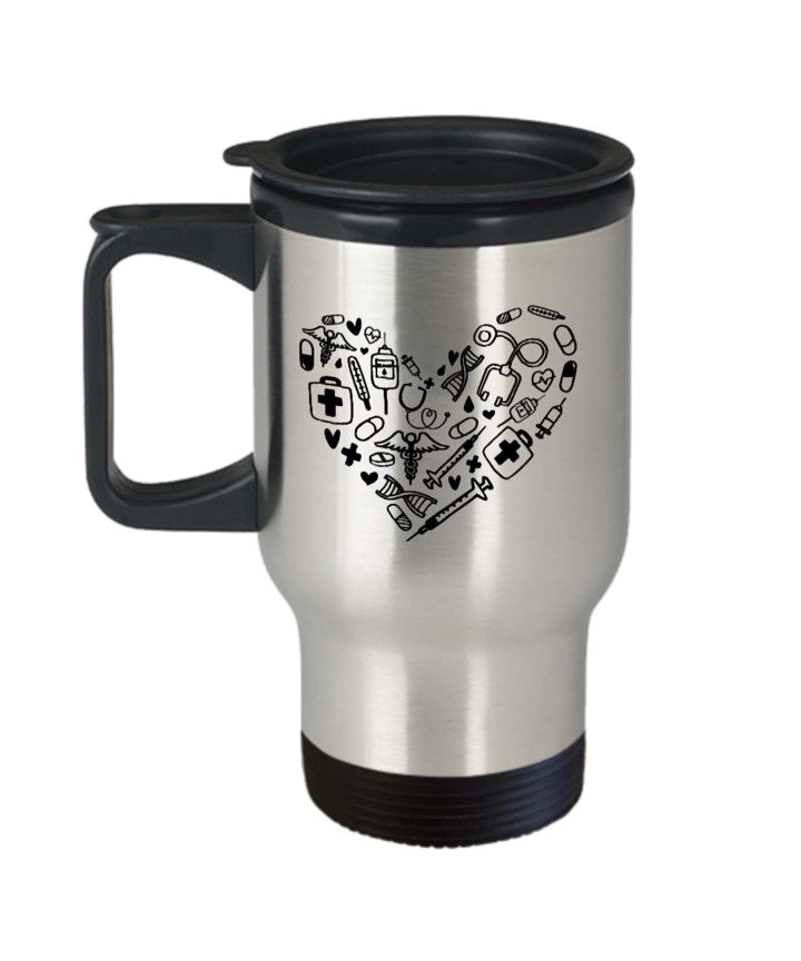 HEART SHAPE FUNNY GIFT IDEA TRAVEL COFFEE MUG GRADUATION STUDENT RN WEEK CHRISTMAS BIRTHDAY 14 OZ